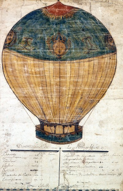 Montgolfière des frères Montgolfier. Dessin original. 1782 - French School