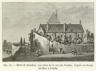 Hôtel de Bourbon, vue prise de la rue des Poulies, d