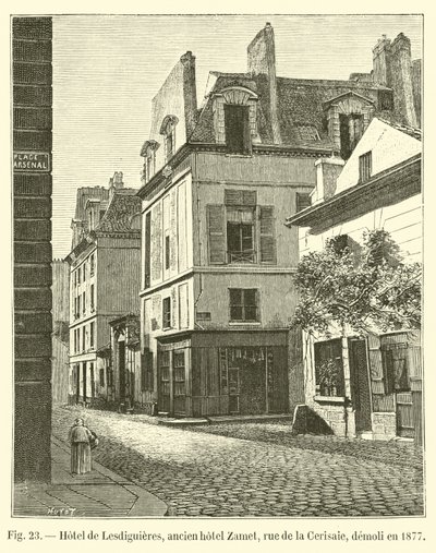 Hôtel de Lesdiguières, ancien hôtel Zamet, rue de la Cerisaie, démoli en 1877 - French School