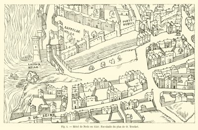 Hôtel de Nesle en 1550, fac-similé du plan de O. Truchet - French School