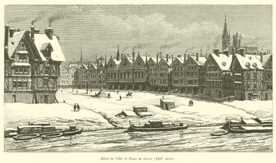 Hôtel de Ville et Place de Grève, XIIIe siècle - French School