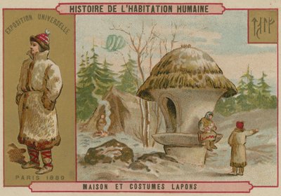Maison et costumes de Laponie - French School