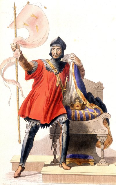 Hugues Capet et sa bannière - dans "Le Plutarque français", éd. Mennechet - French School