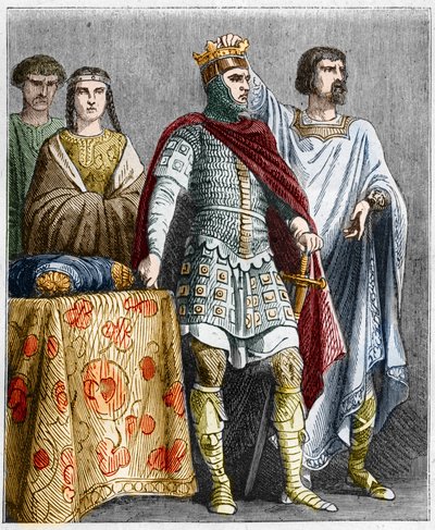 Hugues le Grand (897-956) couronne Raoul ou Rodolphe de Bourgogne (vers 890-936), Duc de Bourgogne et Roi de France - French School