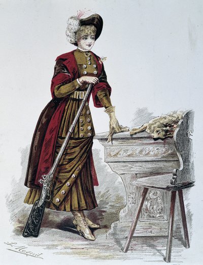 Chasse, femme - dans «La Nouvelle Mode», septembre 1898 - French School