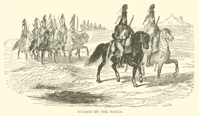 Hussards en marche (gravure) - French School