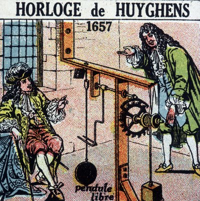 Horloge de Huyghens 1657 (pendule libre) - gravure, début 20ème siècle - French School