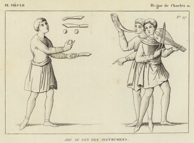 IX Siècle, Règne de Charles II, Jeu au Son des Instruments (gravure) - French School