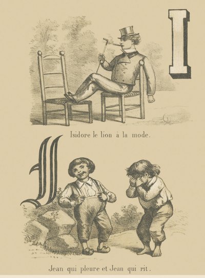 I J : Isidore le lion branché / Jean pleurant et Jean riant - French School