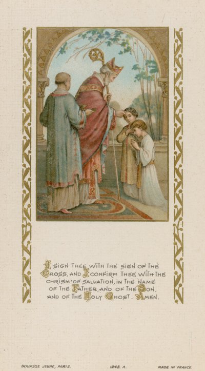 Je te marque du signe de la croix (chromolithographie) - French School
