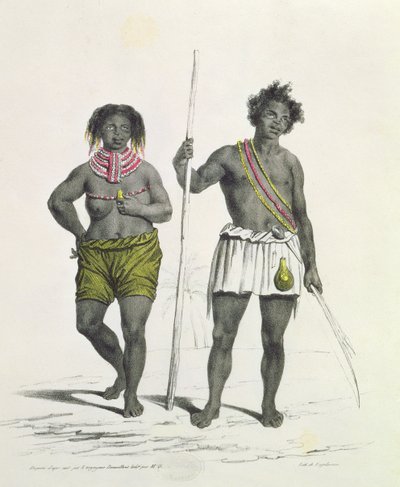 Noir idolâtre du Royaume de Benguela, Angola, gravé par Godefroy Engelmann - French School