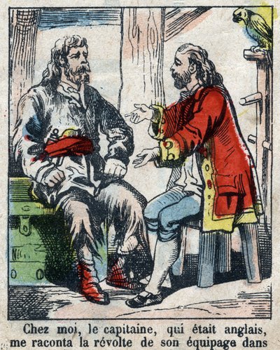 Illustration pour le livre de Daniel Defoe "Robinson Crusoé". Imagerie d