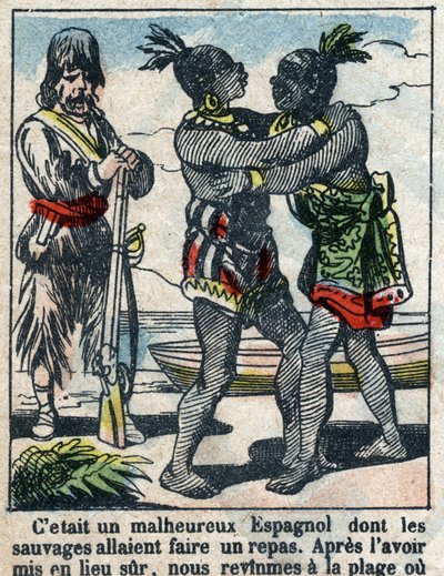 Illustration pour le livre de Daniel Defoe « Robinson Crusoé ». Imagerie d