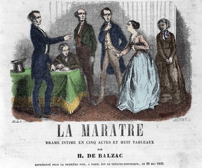 Illustration pour « La Marâtre », drame en cinq actes et huit tableaux écrit par Honoré de Balzac - French School