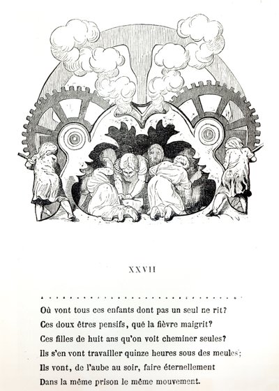 Illustration pour un poème sur le travail des enfants par Victor Hugo, vers 1880, publié par Hetzel - French School