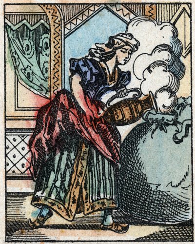 Illustration pour les Contes des Mille et Une Nuits. Ali-Baba. Gravure sur bois de l