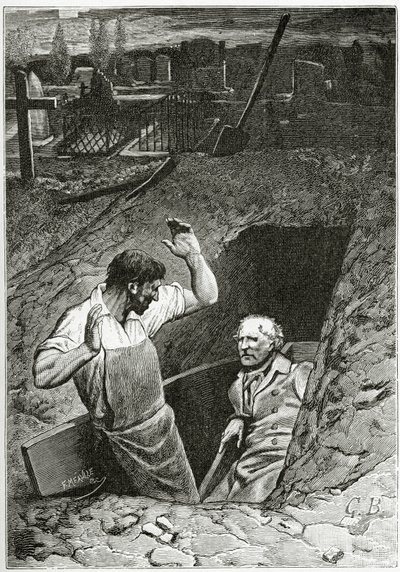 Illustration des Misérables, 19e siècle (gravure en noir et blanc) - French School