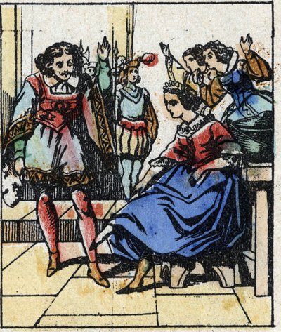 Illustration du conte de Charles Perrault « Cendrillon ou La Petite Pantoufle de verre ». Gravure sur bois de l