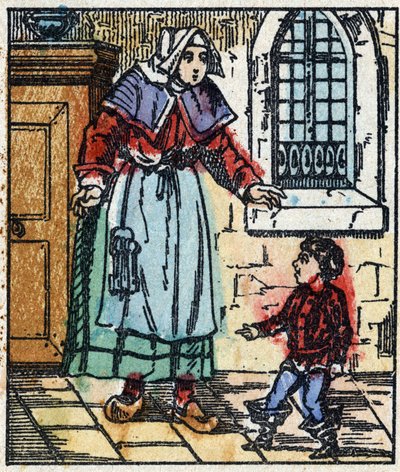 Illustration du conte "Le Petit Poucet" de Charles Perrault. Gravure sur bois de l