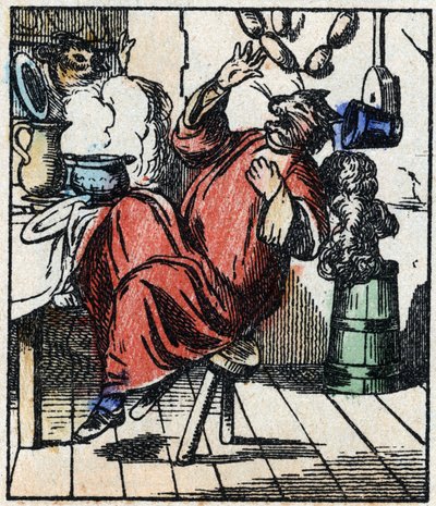 Illustration du conte "Raminagrobis et les souris" Gravure sur bois de l