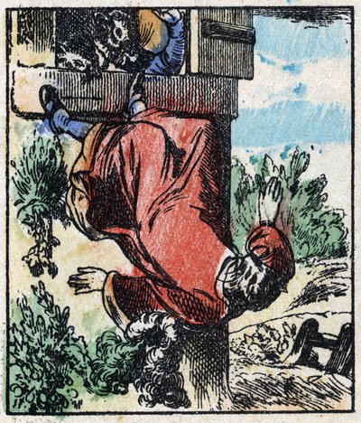 Illustration du conte « Raminagrobis et les souris ». Gravure sur bois de l