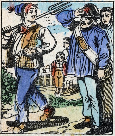 Illustration du conte « La Fourche du Diable » Gravure sur bois de l