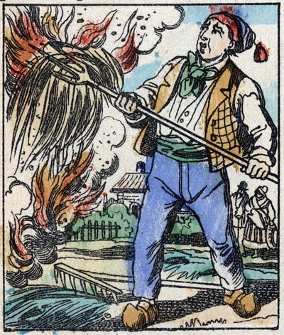 Illustration du conte "La Fourche du Diable". Gravure sur bois de l