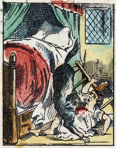 Illustration du conte "Le Petit Chaperon Rouge" par Charles Perrault. Gravure sur bois de l