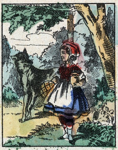 Illustration du conte "Le Petit Chaperon Rouge" de Charles Perrault. Gravure sur bois de l