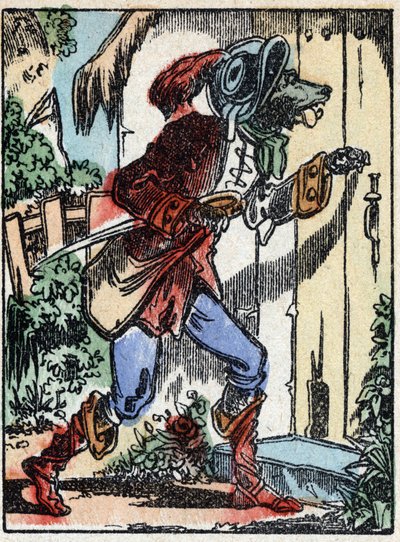 Illustration du conte « Le loup, la chèvre et les sept biquets » Gravure sur bois d