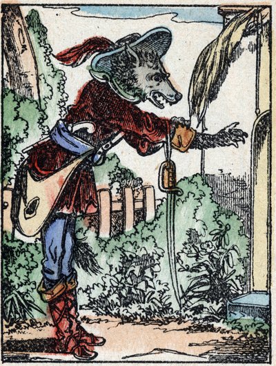 Illustration du conte « Le loup, la chèvre et les sept biquets » Gravure sur bois d