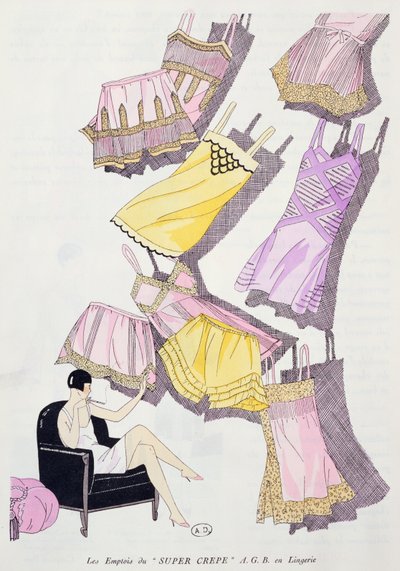 Illustrations de lingerie du magazine de mode Art, Goût, Beauté, juillet 1926 - French School