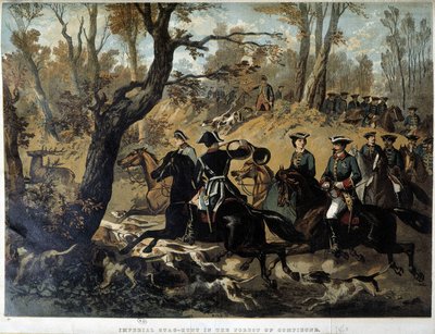 Impératrice Eugénie et Napoléon III : Scène de chasse à Compiègne - French School