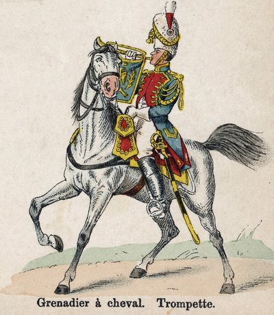Garde impériale Napoléon Ier : Grenadier à cheval - Trompette. Planche du livre Les Uniformes de l