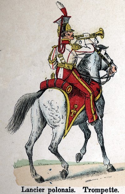 Garde Impériale Napoléon Ier : Lancier polonais - Trompette. Planche du livre Les Uniformes de l