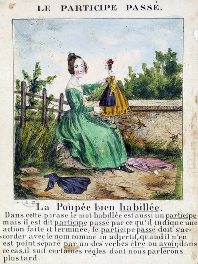 Dans « La grammaire en images », album feuillet, vers 1850 - French School