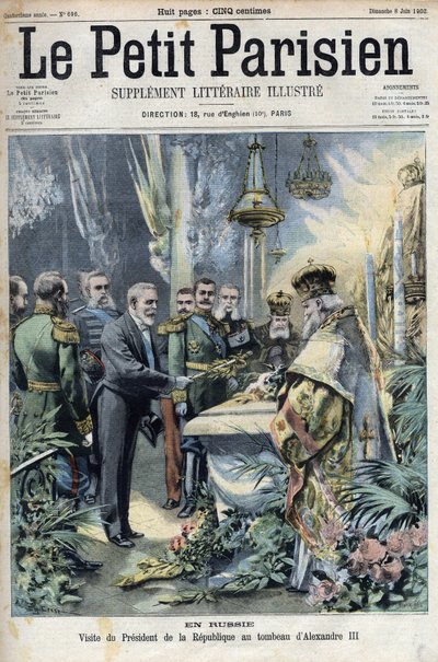 En Russie : visite du président Émile Loubet (1838-1929) à la tombe d