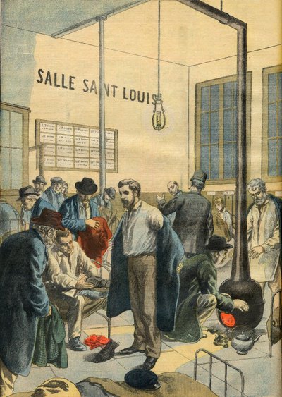 Dans un asile de nuit à Paris - Illustration pour Le Petit Journal - French School