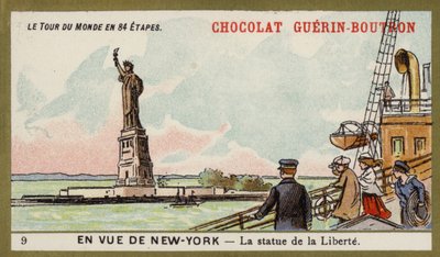 En vue de New York - la Statue de la Liberté - French School