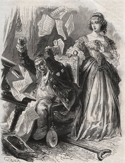 En proie à une rage folle, il fit voler plumes, livres et papiers : colère du poète Paul Scarron (1610-1660) devant sa femme, Françoise d