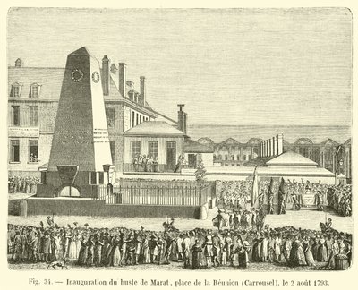 Inauguration du buste de Marat, place de la Réunion, Carrousel, le 2 août 1793 - French School