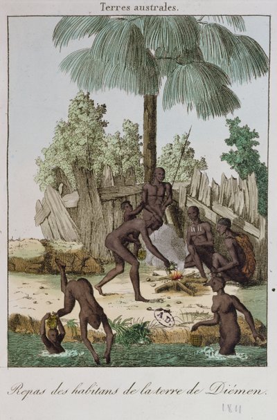 Habitants de Diemen préparant un repas, 1811 - French School