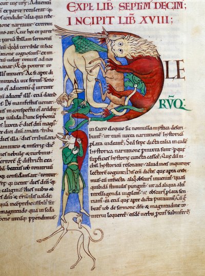 Initiale P (lettrine) : diable levure bouche de l