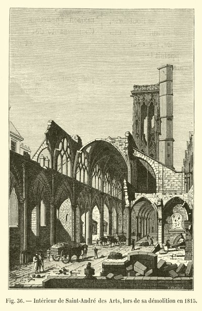 Intérieur de Saint-André des Arts, lors de sa démolition en 1815 - French School