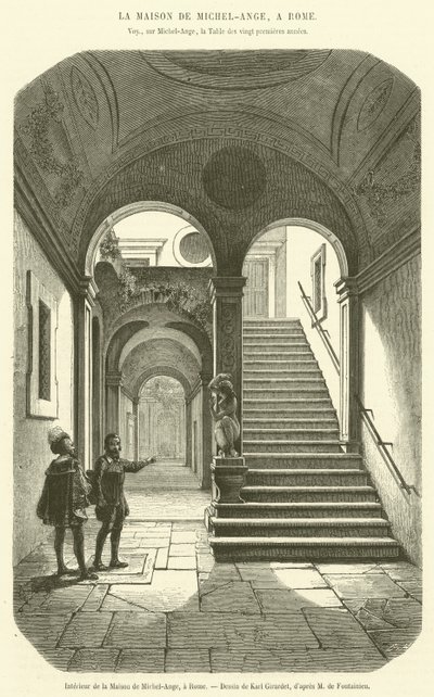Intérieur de la Maison de Michel-Ange, à Rome - French School