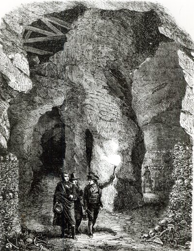 Intérieur des catacombes, Paris - French School