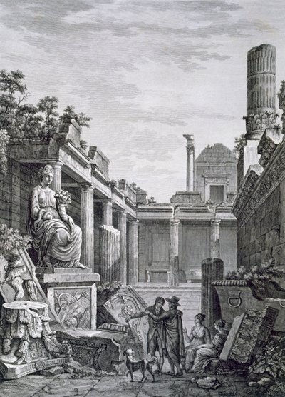 Intérieur des thermes romains, Nîmes, des Antiquités de la France : Vol I, Monuments de Nîmes - French School