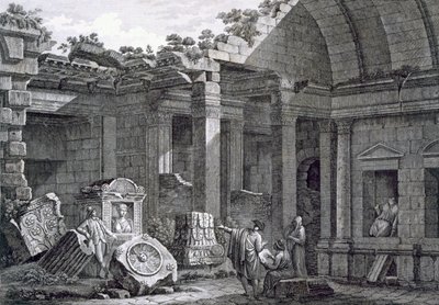 Intérieur du Temple de Diane, Nîmes, des Antiquités de la France : Vol I, Monuments de Nîmes - French School