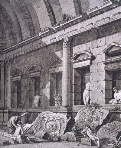 Intérieur du Temple de Diane, Nîmes, des Antiquités de la France : Vol I, Monuments de Nîmes - French School