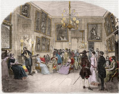 Vue intérieure du foyer des artistes (Comédie-Française à Paris) - Vue intérieure du foyer des artistes - Comédie-Française - Gravure dans « Tableau de Paris » par Edmond Texier 1852 - French School